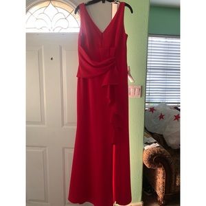 Long red formal dress with slit